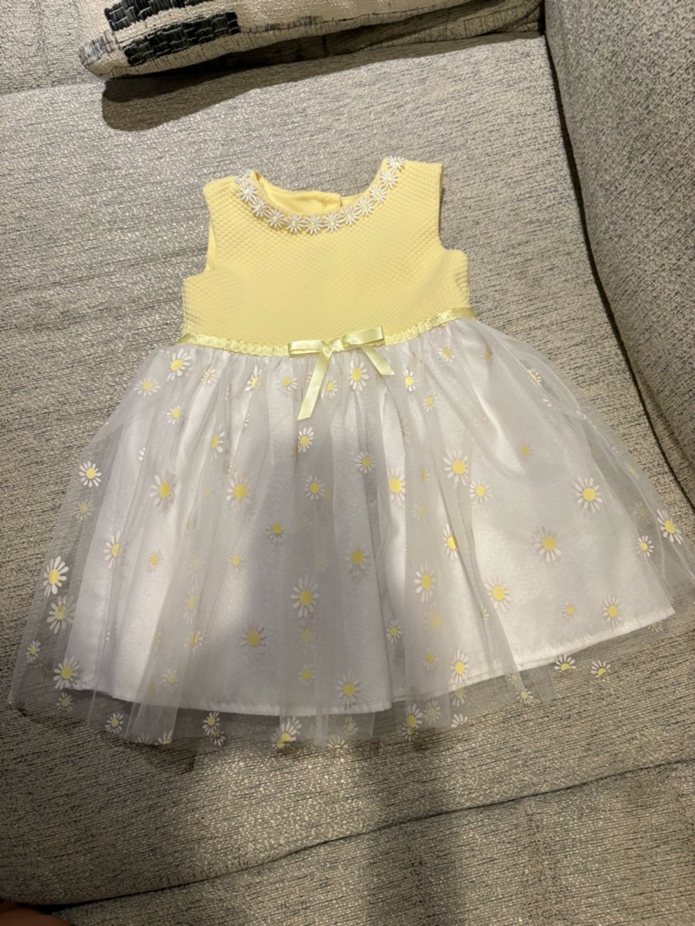 Blueberi Boulevard Yellow & White Daisy Tulle Dress